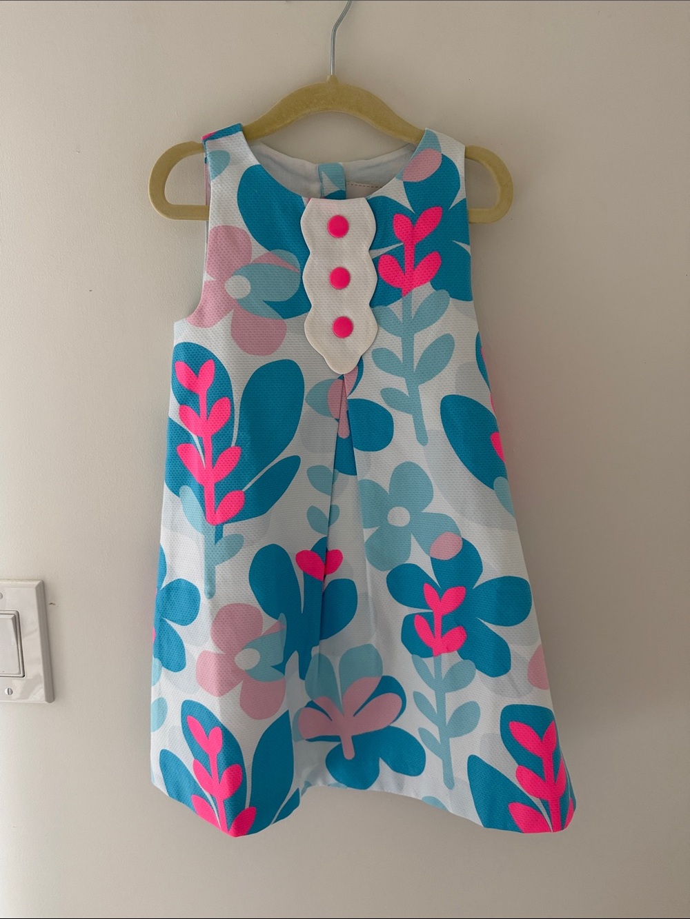 Jacadi Bright Teal & Hot Pink Floral Sleeveless Dress